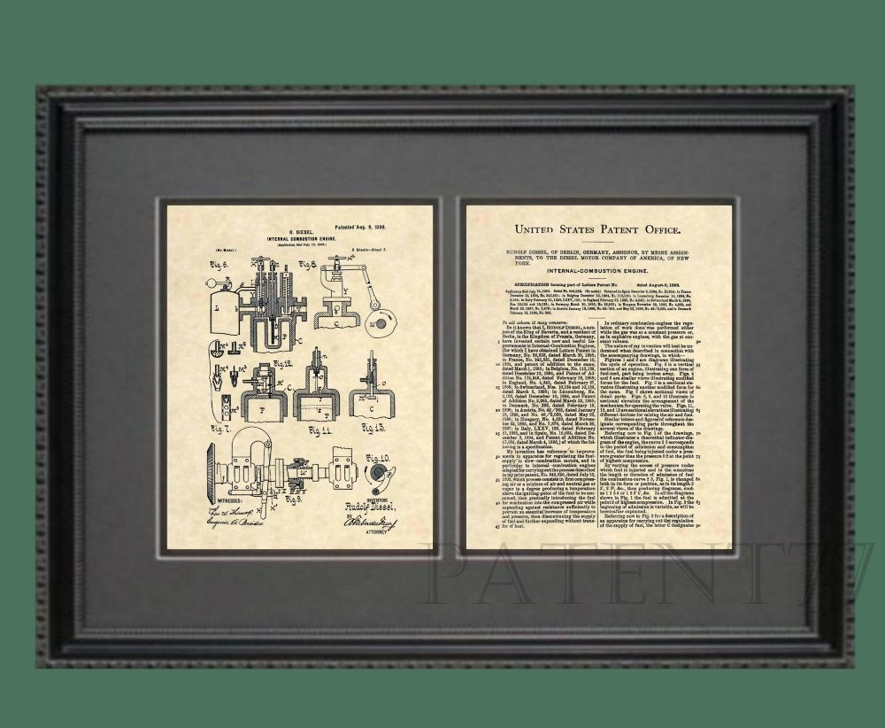 Patent Prints - 1898 Diesel Engine Patent Art - Patent Poster (8.5 x 11) - 140