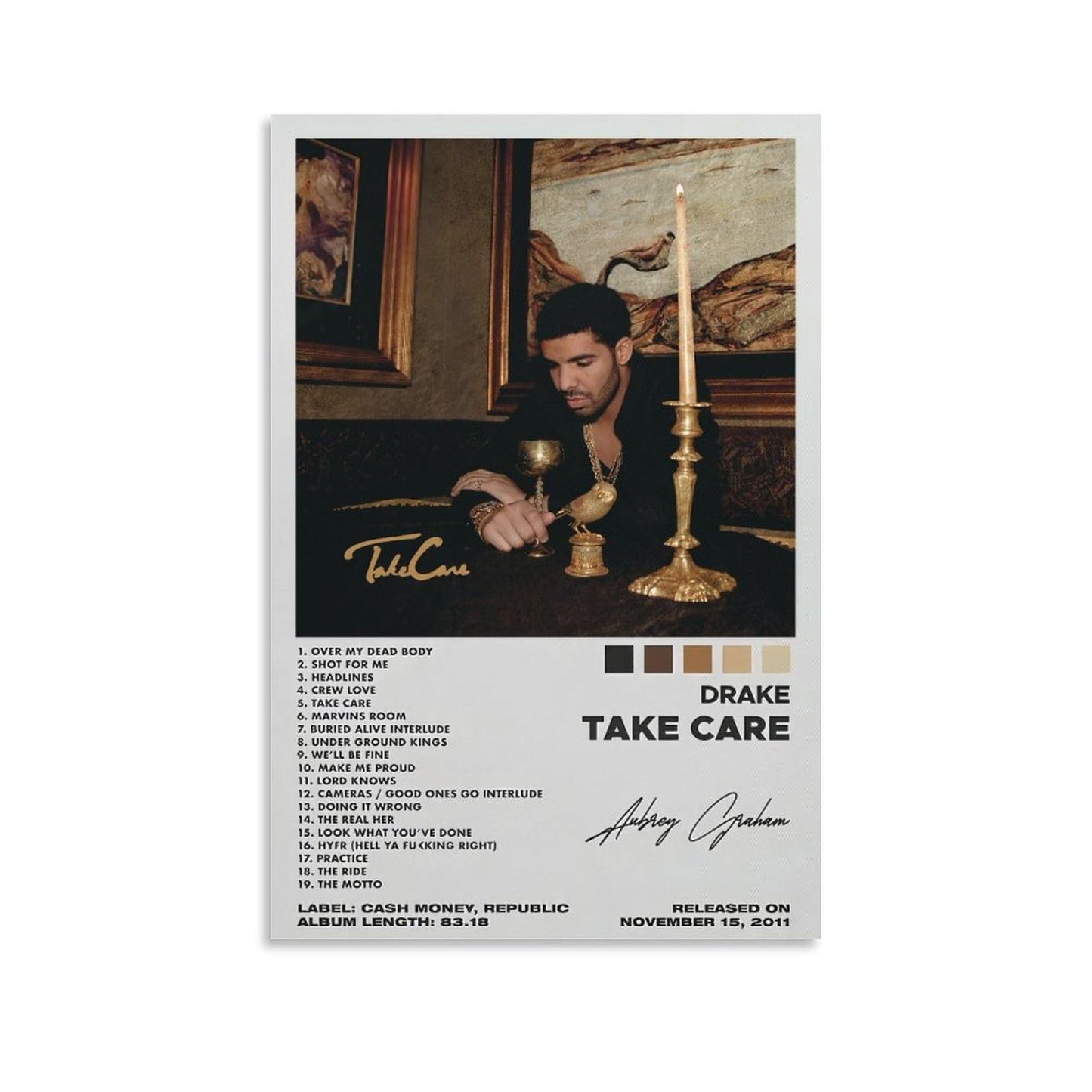 Take Care Album Cover Posters Music Posters Rapper Posters for Room Aesthetic Canvas Wall Art Prints for Wall Decor Room Decor Bedroom Decor Gifts 12x18inch(30x45cm) Unframe-style