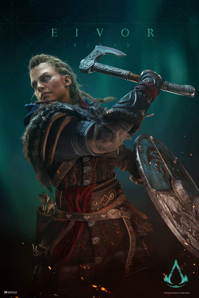 Assassins Creed Valhalla Wall Art Posters Video Game Eivor Varinsdottir Runes Female Games Art Games Movie Posters Gaming Room Decor Gamer Viking Wall Art Cool Wall Decor Art Print Poster 12x18