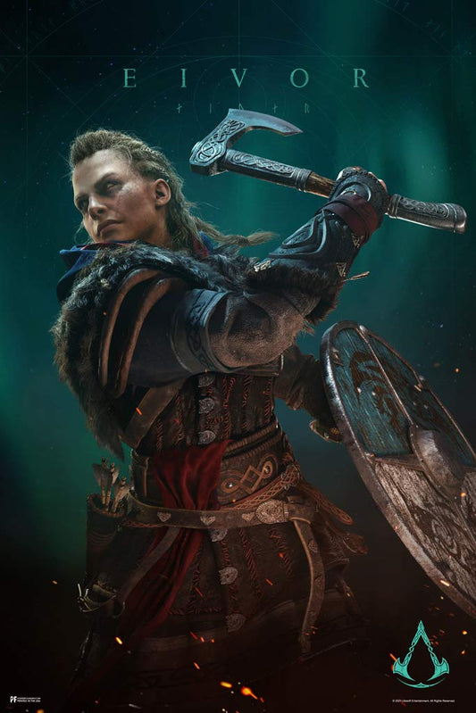 Assassins Creed Valhalla Wall Art Posters Video Game Eivor Varinsdottir Runes Female Games Art Games Movie Posters Gaming Room Decor Gamer Viking Wall Art Cool Wall Decor Art Print Poster 12x18