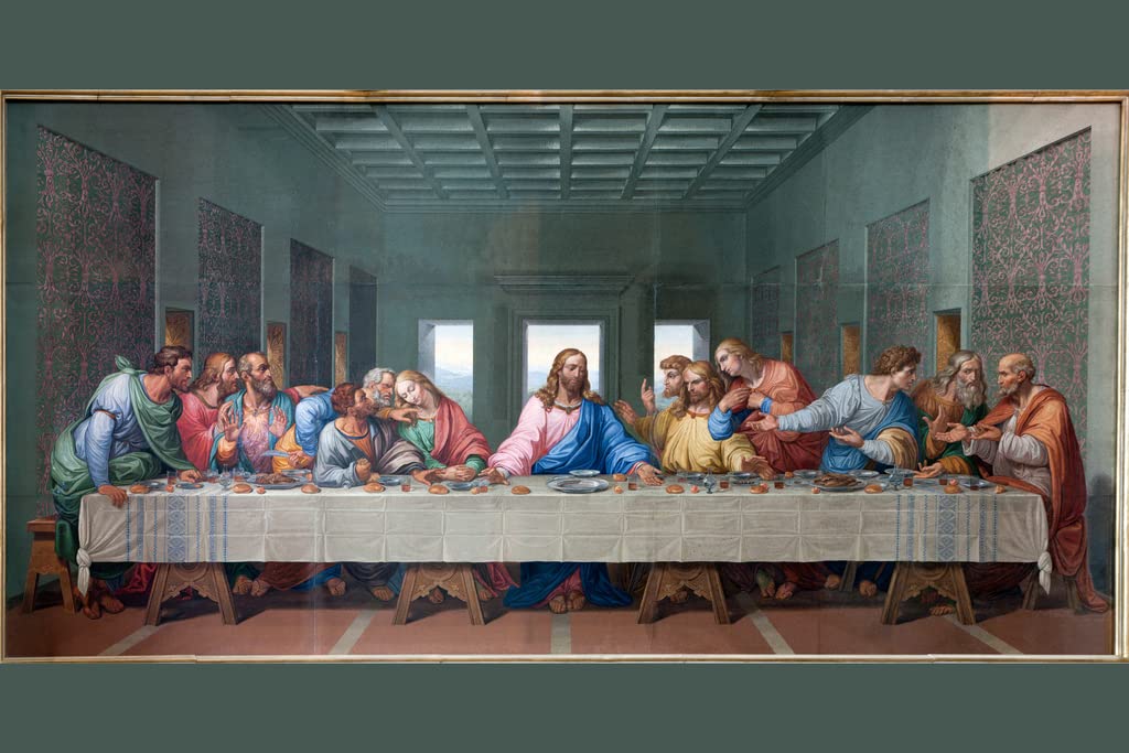Last Supper Mosaic by Giacomo Raffaelli Realism Romantic Artwork Michelangelo Prints Biblical Drawings Portrait Painting Wall Art Renaissance Posters Art Cool Wall Decor Art Print Poster 18x12