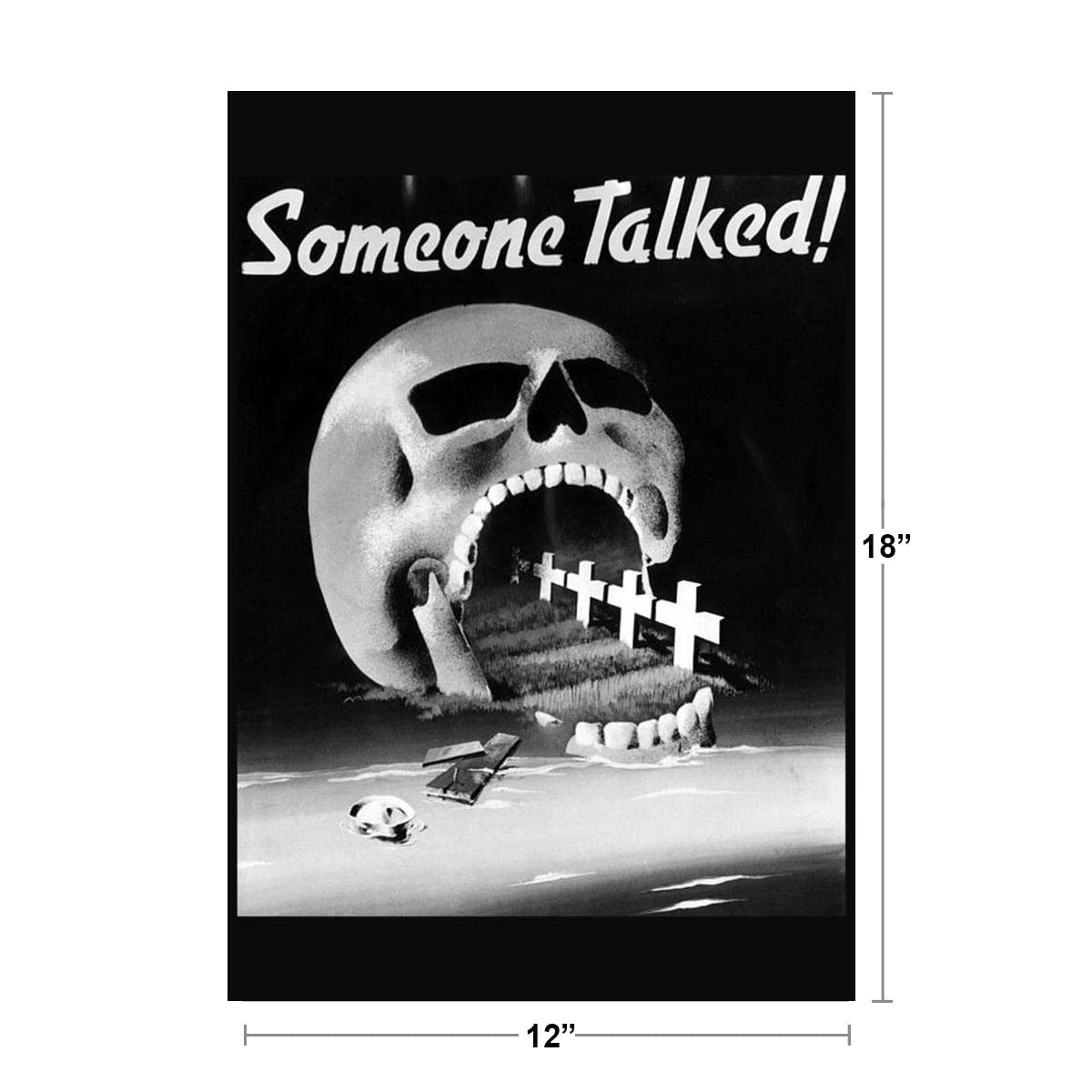 Someone Talked Skull World War II Propaganda Poster Protect Our Troops Military Death Motivational Cool Wall Decor Art Print Poster 12x18