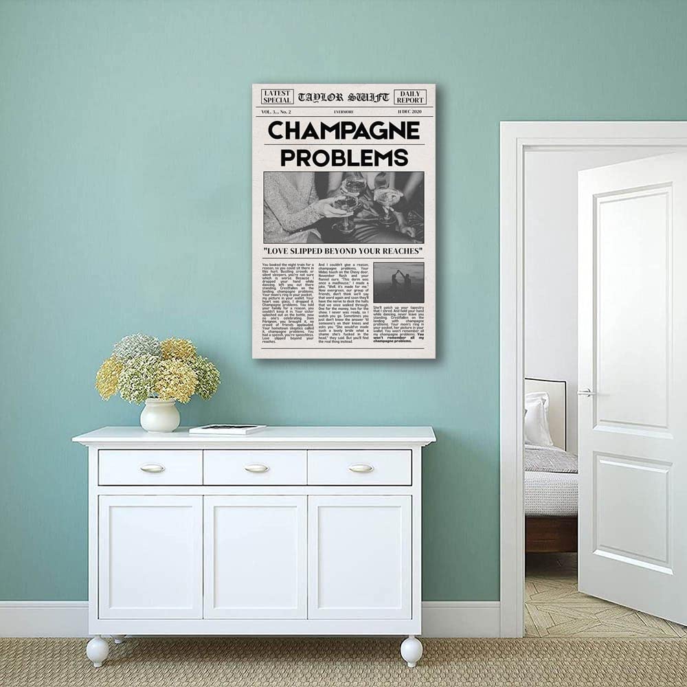 Vintage Newspaper Style Swift Poster Canvas Wall Art Music Album Posters for Room Aesthetic Song Lyric Print Wall Decor for Living Room Bedroom (16x24in Unframed,B)