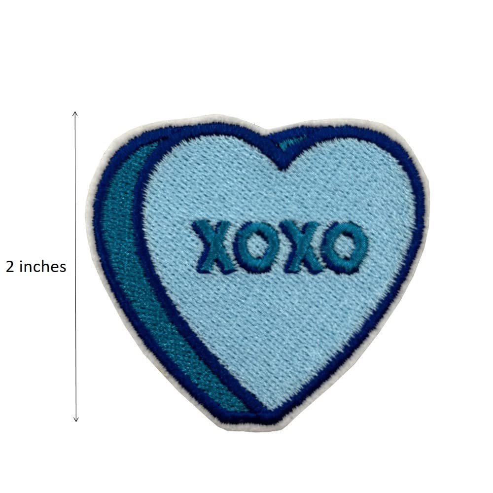 6 Pieces Pack Valentines Day Heart Patches, Self-adhesive Conversation Hearts Candy Embroidered Iron On Patches