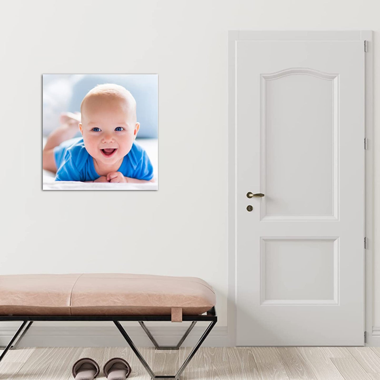 QIXIANG Custom Canvas Prints Baby Photo Frame 8"x8" Personalized Customized Family Picture Poster for Room Decor Ready to Hang (8"x8"(20x20cm) Frame)