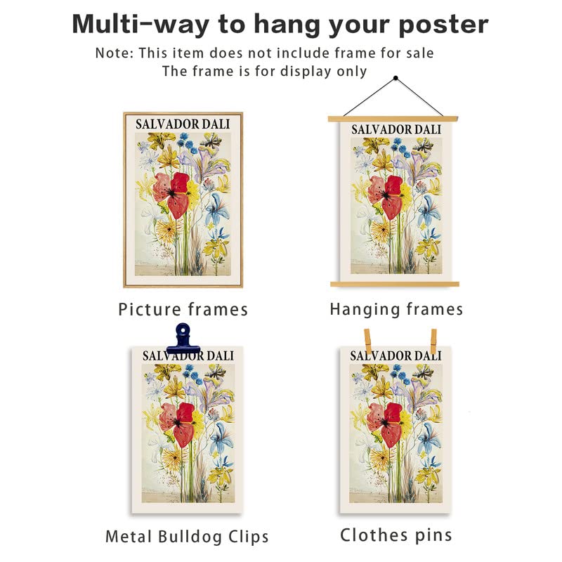 Salvador Dali - Fleurs D'ete Dans un Paysage of Memory Canvas Wall Art Print Poster Picture Modern Surrealism Canvas Wall Art Posters Classic Retro Home Room Decor for Living Room, Bedroom 12"x18"
