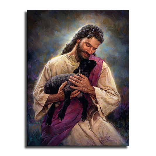 Jesus Christ The Good Shepherd Canvas Wall Art Print Poster Picture Artwork Home Room Decor Jesus Poster -4 (12 * 16inch-No Farmed,Picture 3)