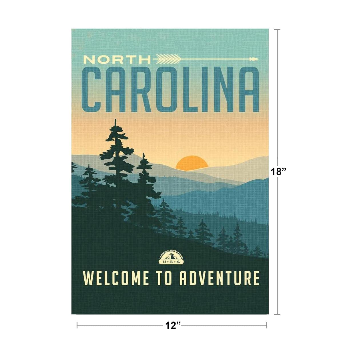 North Carolina Welcome To Adventure Retro Travel Art Cool Wall Decor Art Print Poster 12x18