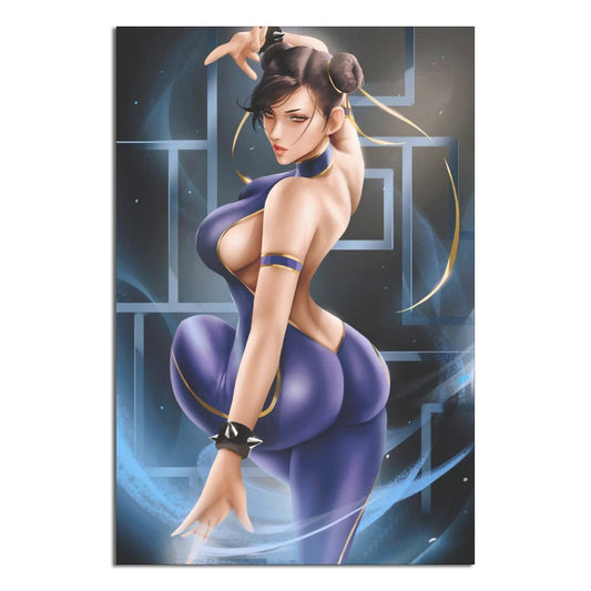 Sexy Anime Beauty Chun Li Canvas Poster Poster Canvas Prints Wall Art Oil Painting Print on Cancvas for Living Room Decorations Unframe-Style 8x12inchs(20x30cm)