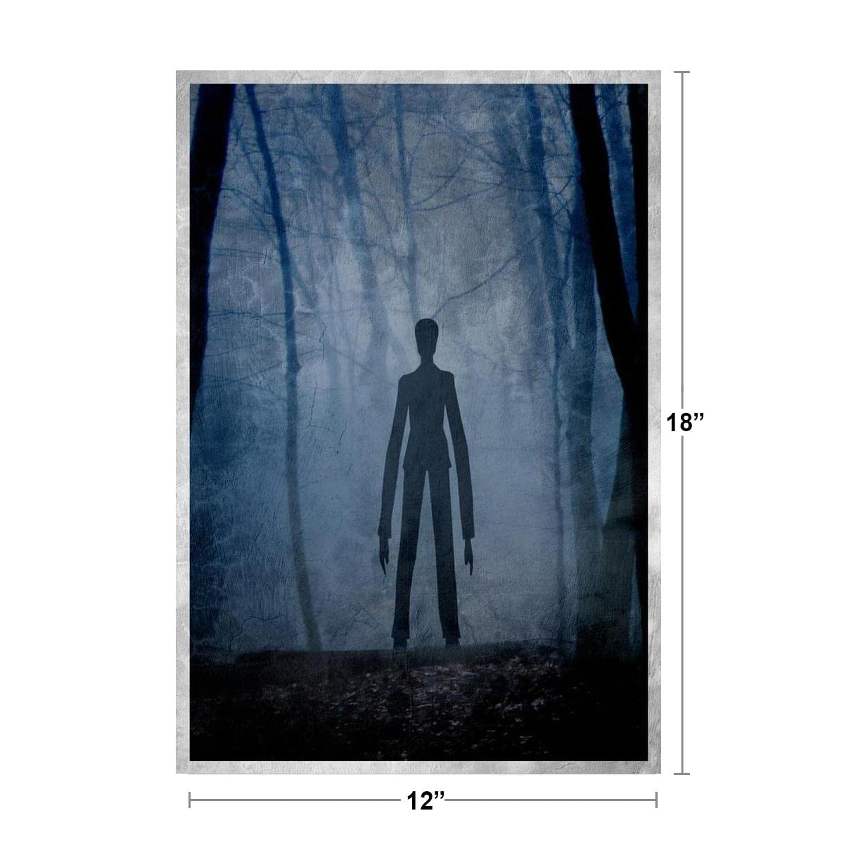 Slenderman Forest Creepy Painting Art Creepypasta Meme Spooky Scary Halloween Decorations Cool Wall Decor Art Print Poster 12x18