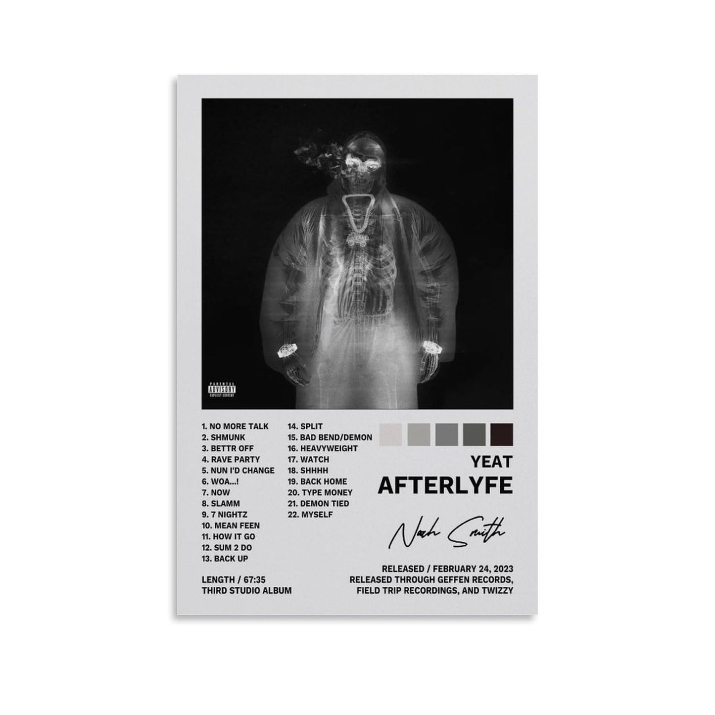 CAIPO Yeat Poster Afterlyfe Album Posters Decorative Painting Canvas Wall Posters And Art Picture Print Modern Family Bedroom Decor Posters 12x18inch(30x45cm)