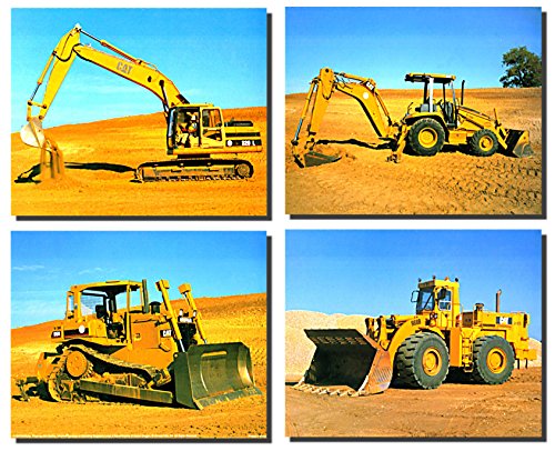 Heavy Equipment Caterpillar Bulldozer Truck 4 Set 8x10 Wall Decor Art Print Posters