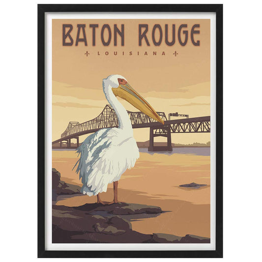 Xximuim USA Baton Rouge Louisiana America Vintage Travel Poster Art Print Canvas Painting Home Decoration Gift (12X18 inch).