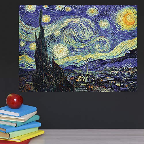 Palace Learning 2 Pack - Starry Night by Vincent Van Gogh & The Great Wave Off Kanagawa by Katsushika Hokusai - Fine Art Poster Prints (Laminated, 18" x 24")