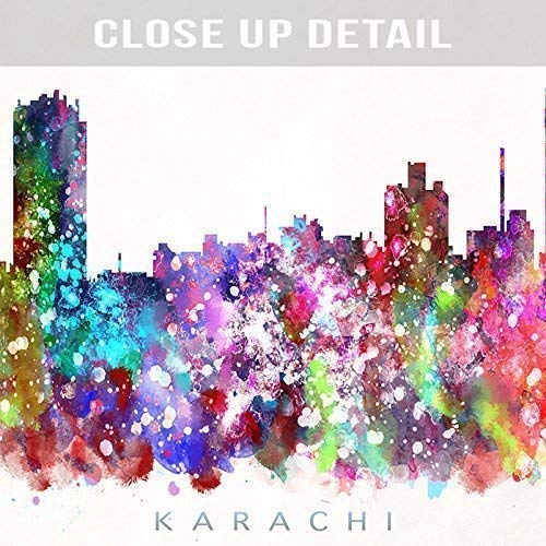 Karachi City Pakistan Watercolor Skyline Poster Cityscape Wall Art Print Home Decor Watercolour Artwork - Unframed