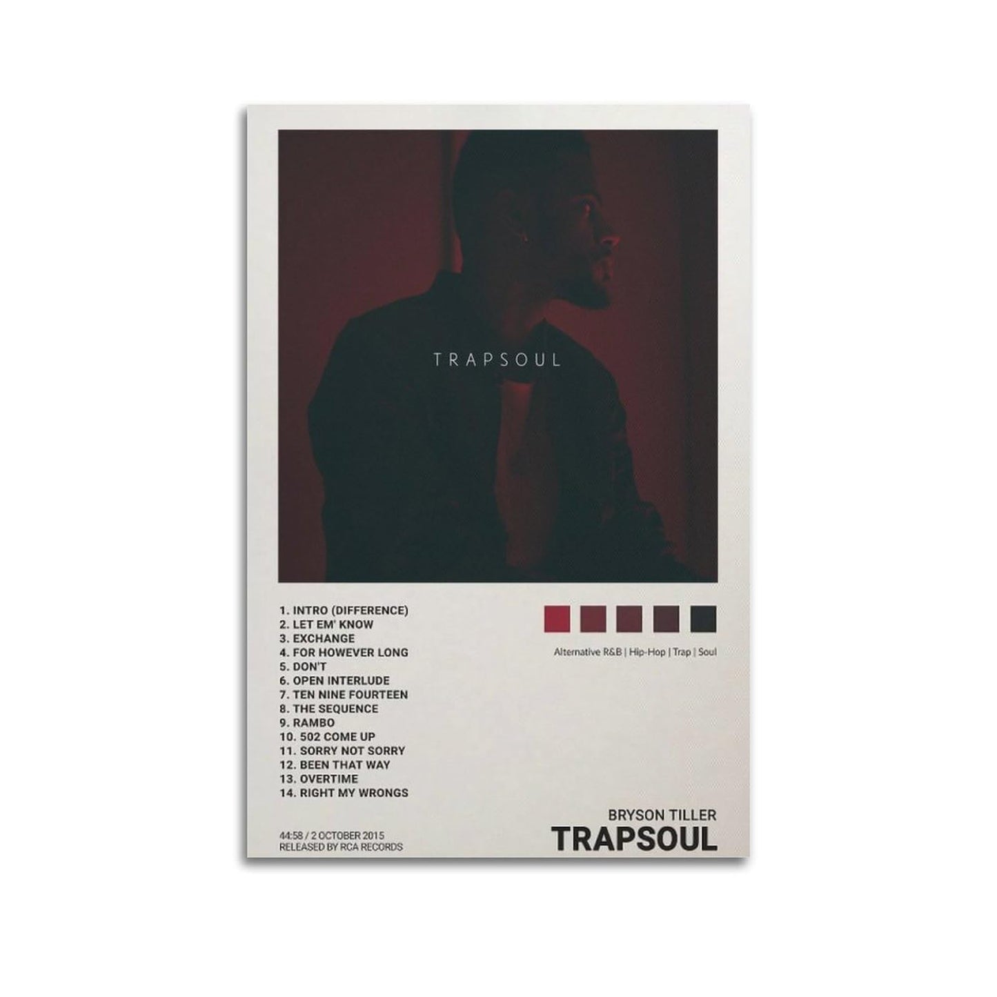 OrdaLi Bryson Poster Tiller Trapsoul Music Album Cover Canvas Poster Wall Art Decoration Print Picture Canvas Mural Suitable for Living Room Bedroom Decoration 08x12inch(20x30cm) Unframe-style