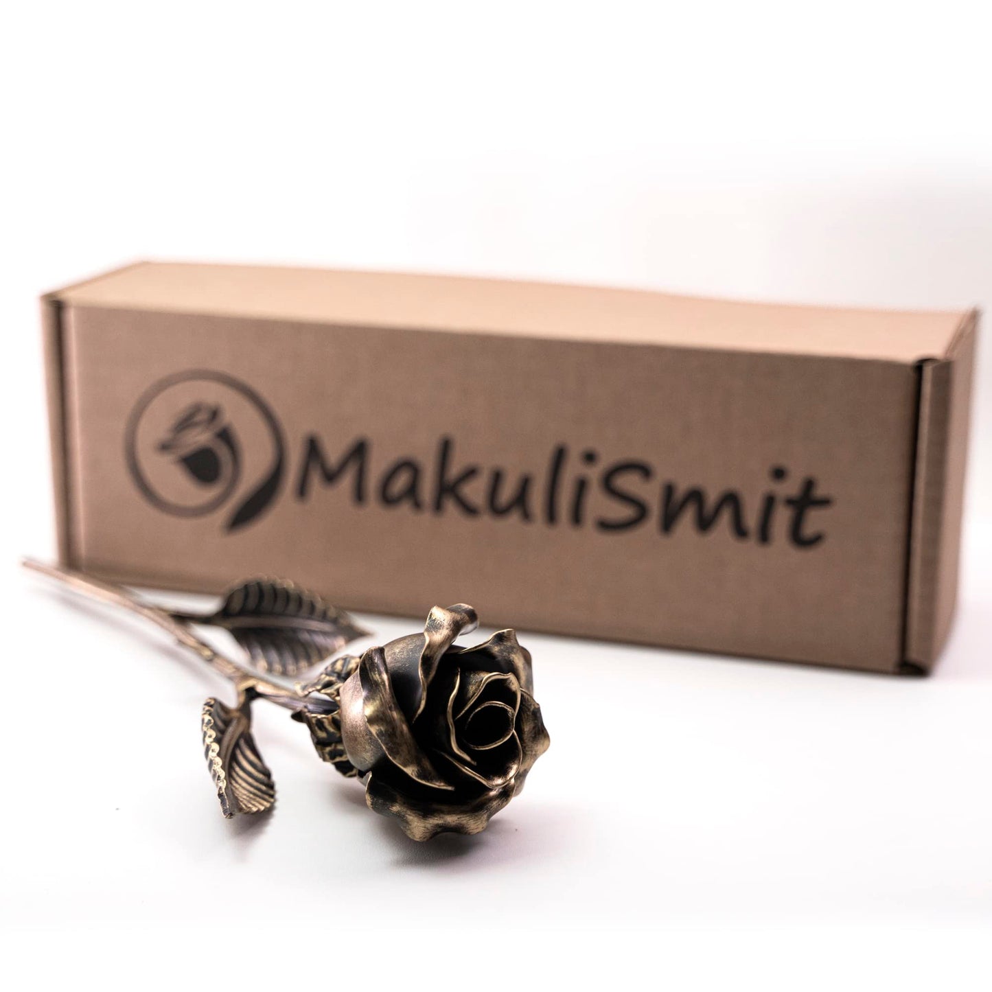 MakuliSmit Handcrafted Bronze Metal Rose - Solid Gift of Everlasting Love - 8th 19th Wedding for Her