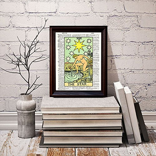 Fresh Prints of CT Dictionary Art Print - The Star, Tarot Card - 8"x10.5" - Mixed Media Poster Printed on Vintage Dictionary Page