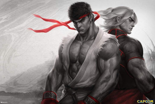 Street Fighter Ryu Ken Art CAPCOM Video Game Merchandise Gamer Classic Fighting Cool Wall Decor Art Print Poster 12x18