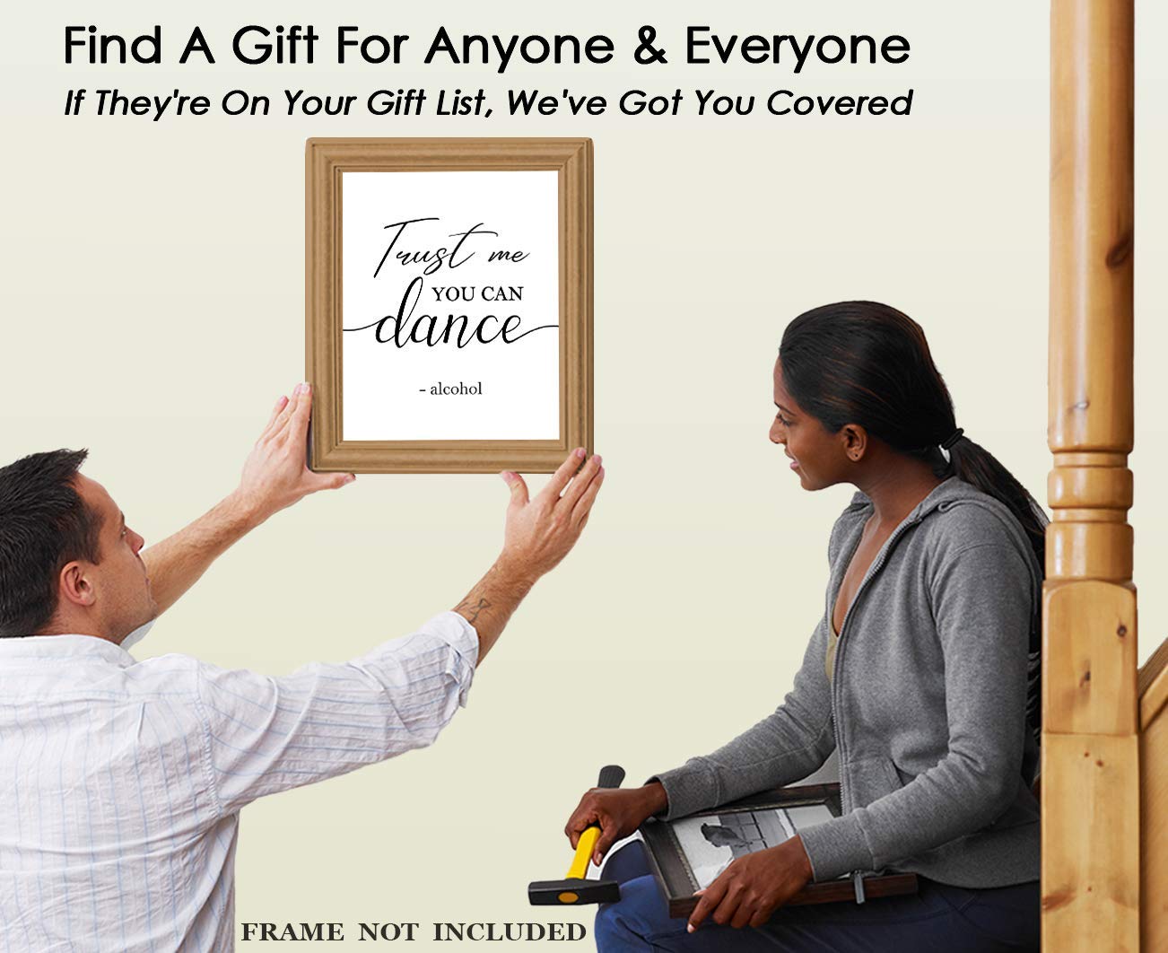 Trust Me You Can Dance, Alcohol Funny Typography Wall Art Decor Poster: Chic & Modern Prints for Home, Office, Classroom, Livingroom & Bedroom - Creative Housewarming Gift Idea | Unframed Posters 8x10