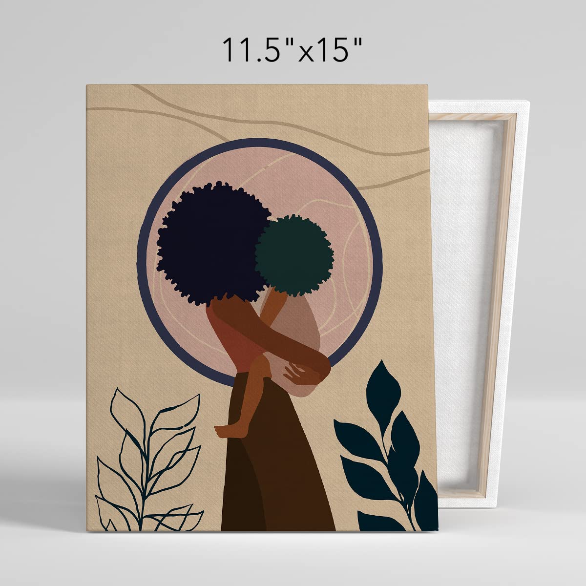 NISTOMISU African American Women Girl Canvas Prints Wall Decor Black Mother and Daughter Canvas Art Sign Canvas Poster Gifts for Home Bedroom Decor 11.5"x15"