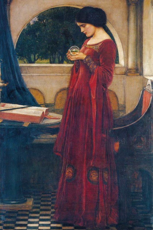 John William Waterhouse The Crystal Ball Realism Romantic Artwork Woman Portrait Oil Painting Wall Art Renaissance Art Prints JW Waterhouse Painting Cool Wall Decor Art Print Poster 12x18