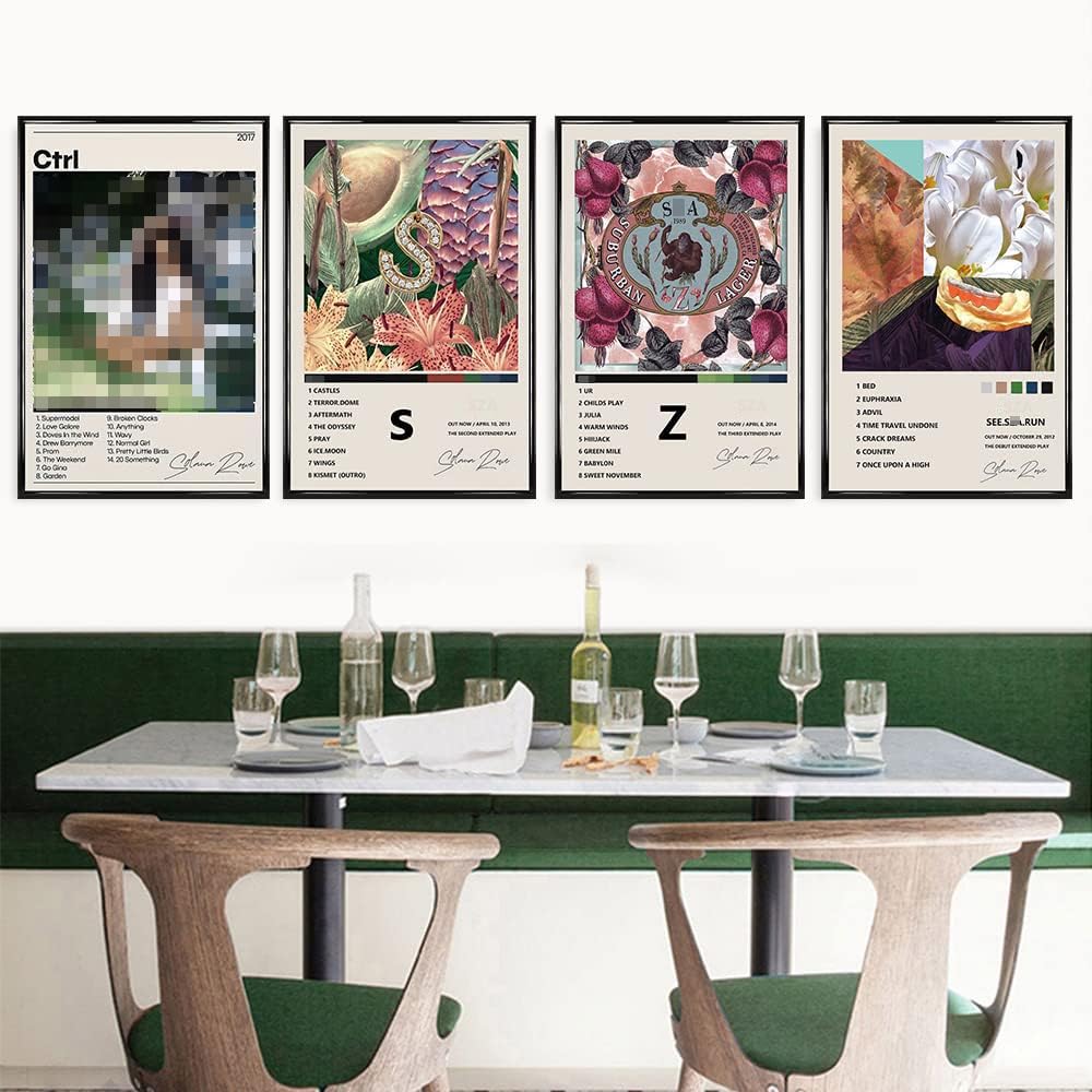 Syoolso Singer Postes 4 Pcs Album Cover Signed Limited Posters Room Aesthetic Print Rapper Music Poster Canvas Wall Art for Teen and Girls Dorm Decor 8x10 inch Unframed