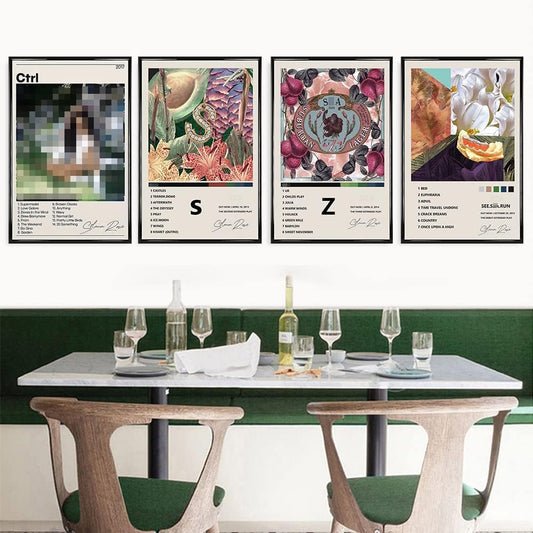 Syoolso Singer Postes 4 Pcs Album Cover Signed Limited Posters Room Aesthetic Print Rapper Music Poster Canvas Wall Art for Teen and Girls Dorm Decor 8x10 inch Unframed