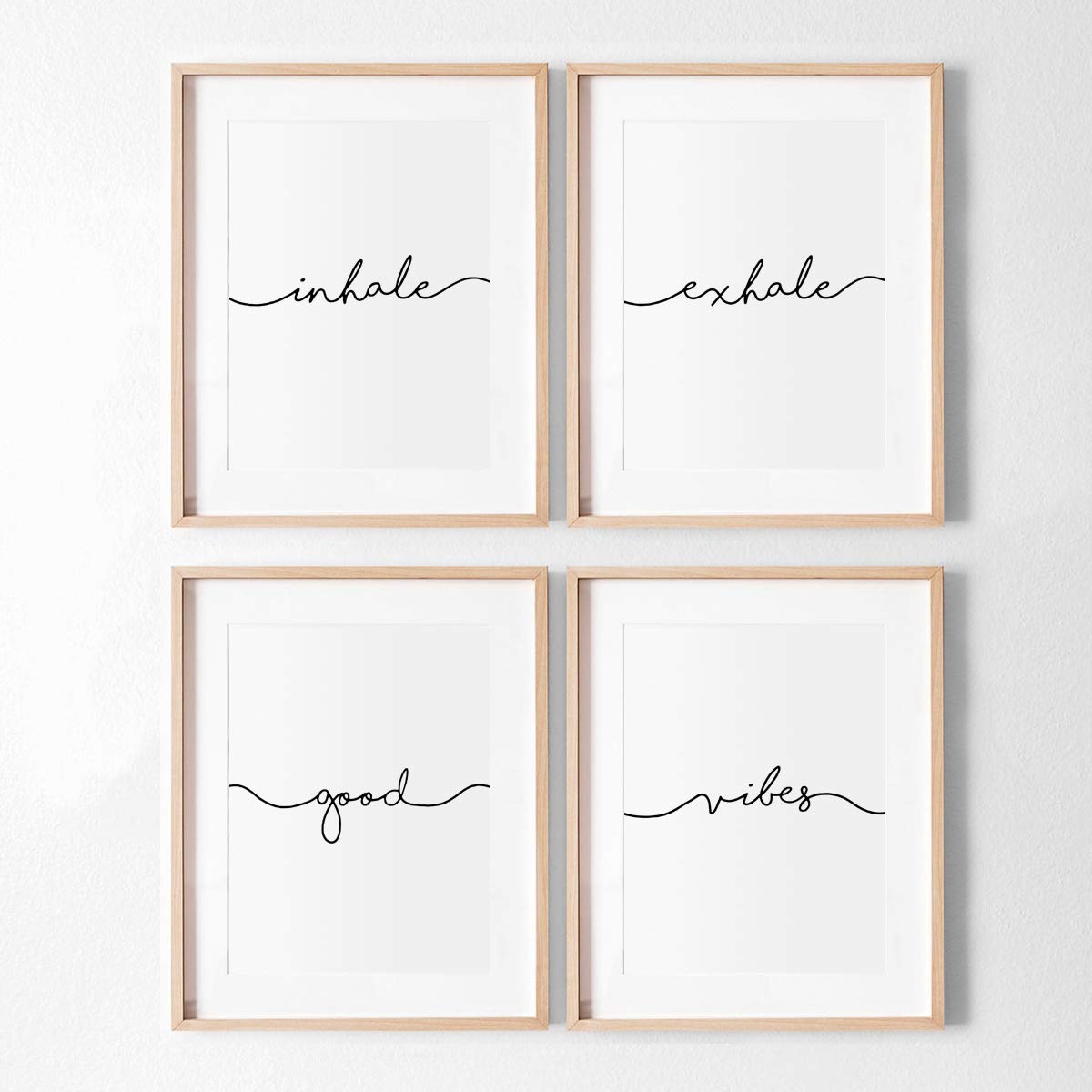 MoharWall Minimalist Wall Art Prints Saying Bedroom Quotes Inhale Exhale Good Vibes Poster Decor Black and White Wall Art Unframed