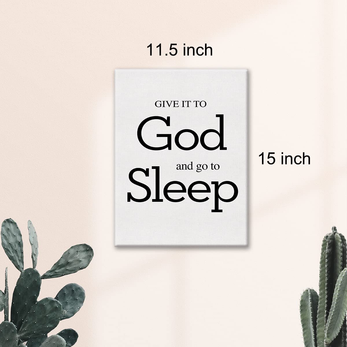 Master Bedroom Sign Wall Art Canvas Print Give It to God and Go to Sleep Poster Framed Motivational Modern Painting for Home Wall & Tabletop Decor