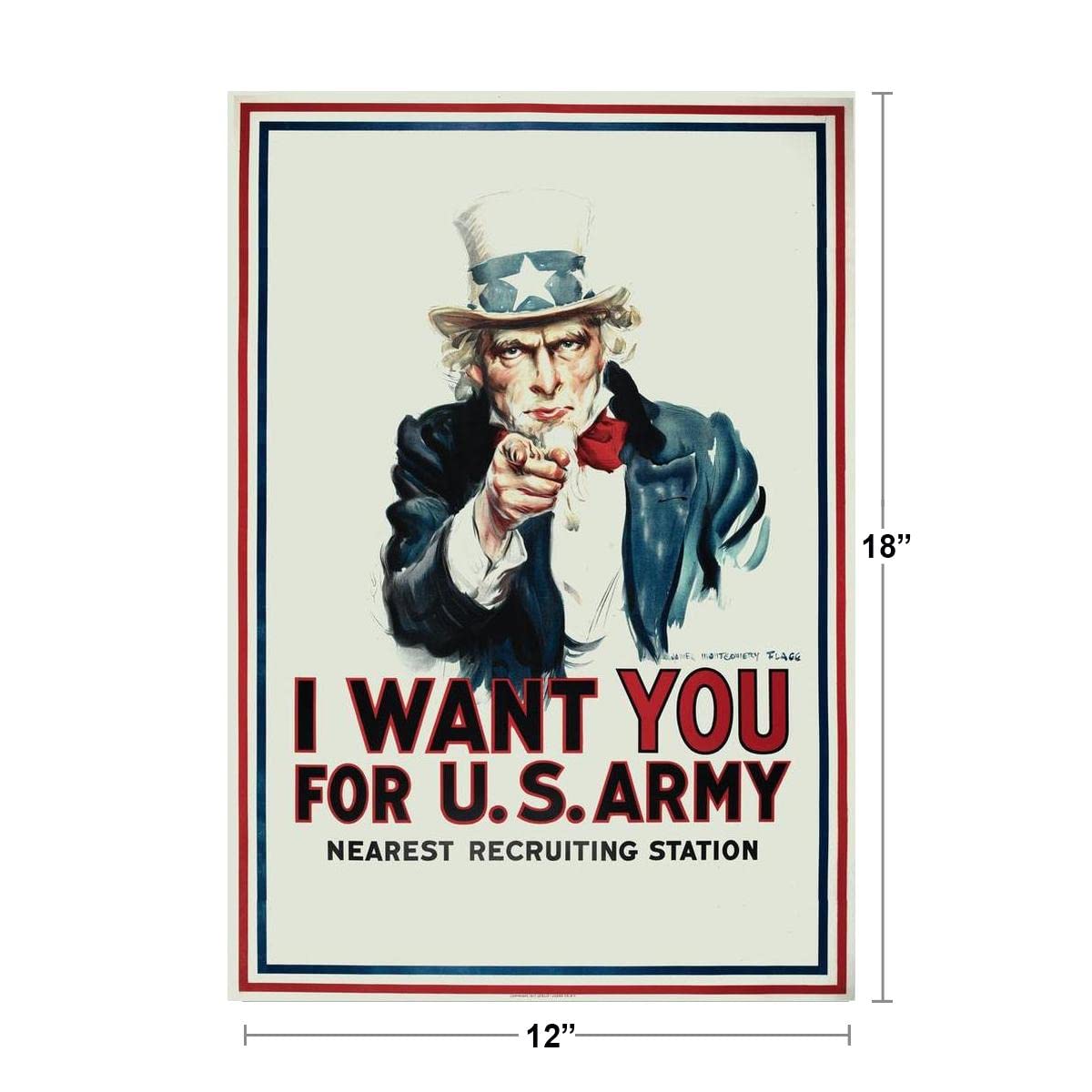Uncle Sam I Want You For The Army WPA War Propaganda Cool Wall Decor Art Print Poster 12x18