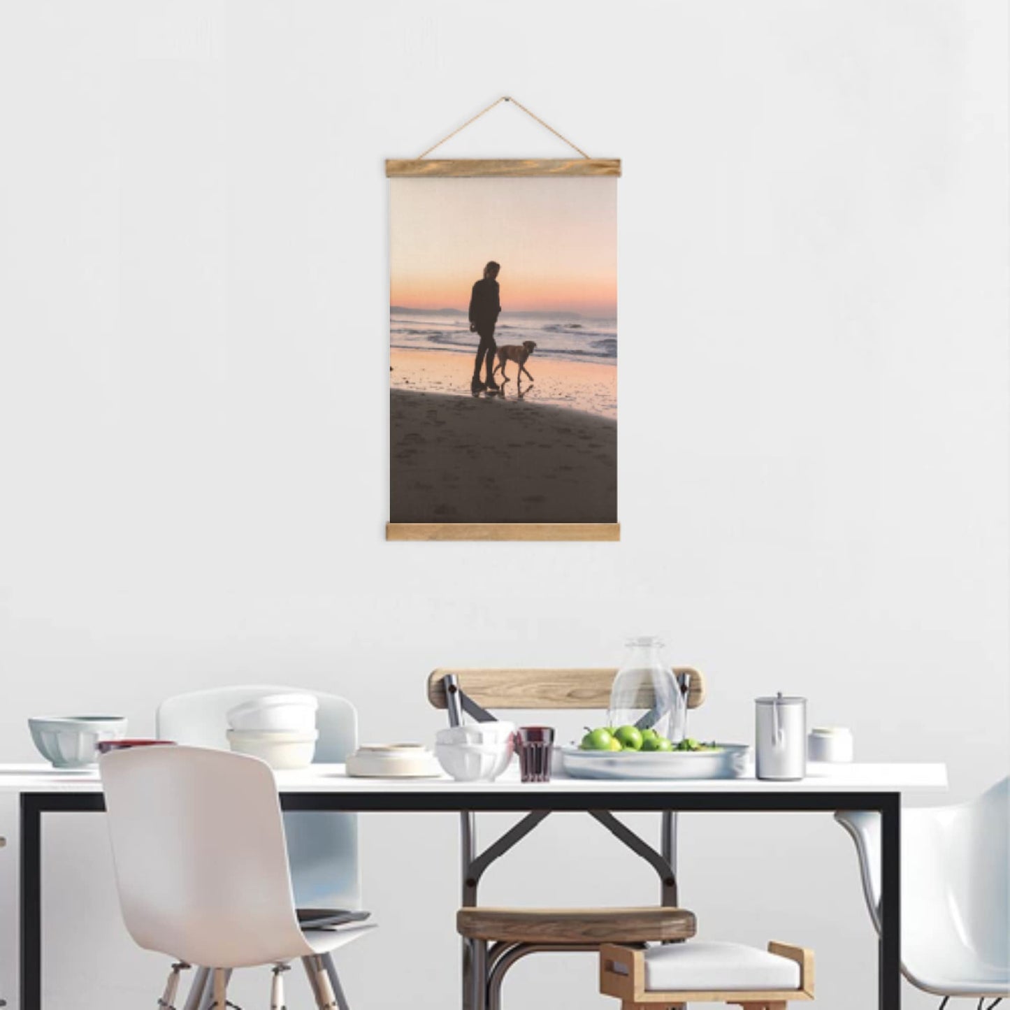 wxyzdq Custom Hanging Poster Personalized Wall Art Design Your Own Photo Text Hobby Adjustable Wooden Frame Thick Fabric Canvas Scroll Poster Prints Room Decor for Living Room Bedroom Study