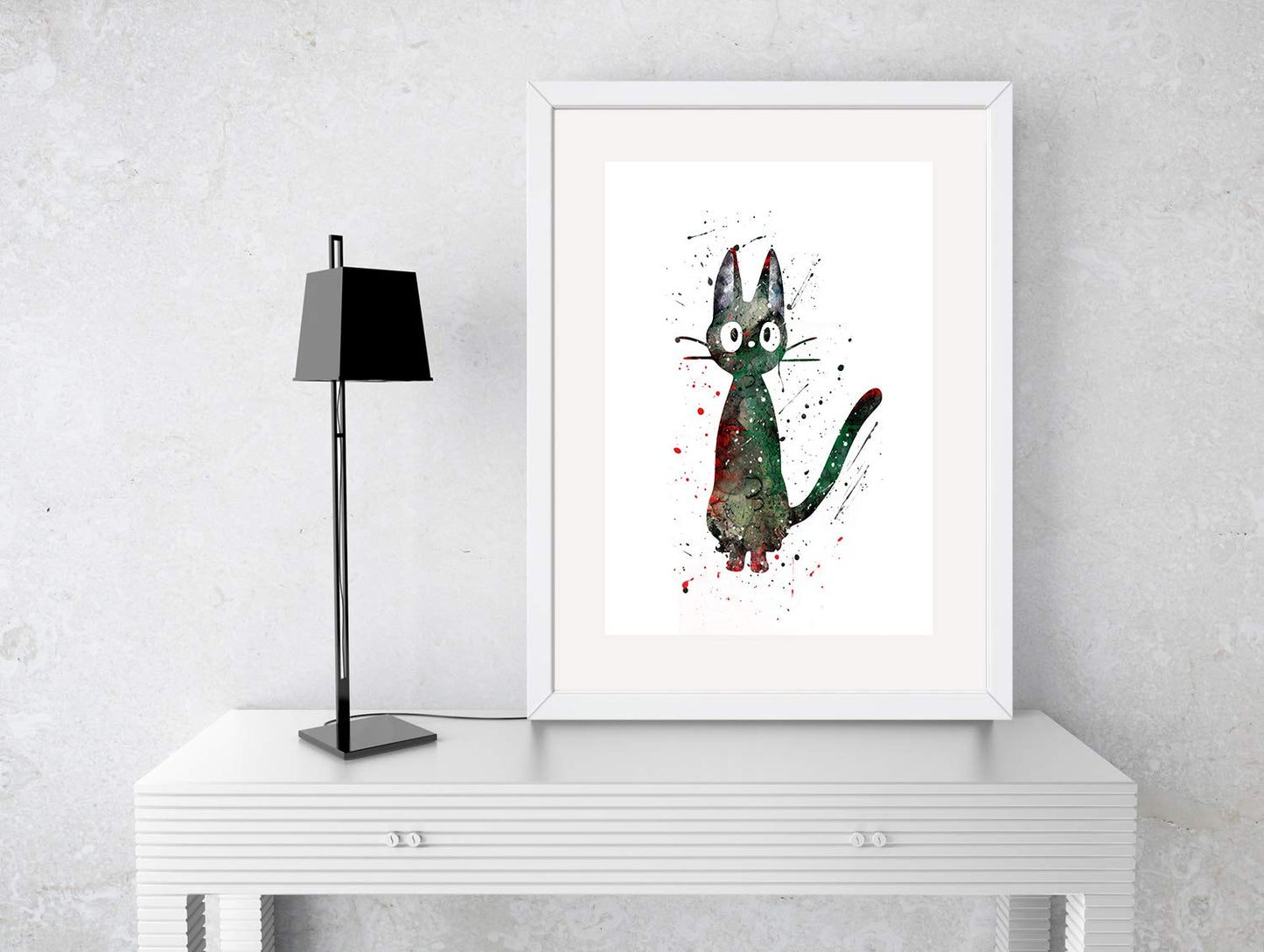 Jiji Cat Prints,Kiki's Delivery Service Anime Watercolor, Nursery Wall Poster, Holiday Gift, Kids and Children Artworks, Digital Illustration Art