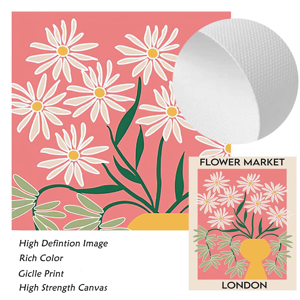 Flower Market Poster Set Of 6 ,Flower Market Wall Art Flower Market Poster London Tokyo Copenhagen Flowers Wall Art Painting Prints Flower Picture Wall Decor for Living Room Bathroom Decor Unframed