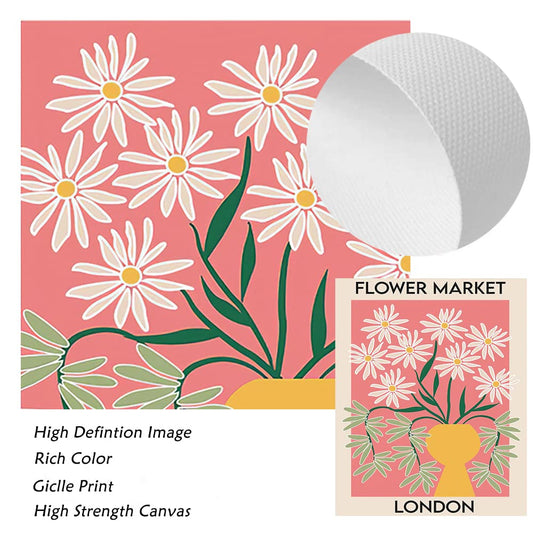 Flower Market Poster Set Of 6 ,Flower Market Wall Art Flower Market Poster London Tokyo Copenhagen Flowers Wall Art Painting Prints Flower Picture Wall Decor for Living Room Bathroom Decor Unframed