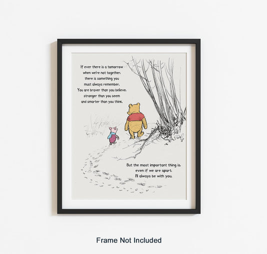 If Ever There Is A Tomorrow, Winnie Wall Art, A. A. Milne the Pooh Quote Classic Poster, Nursery Wall Decor, Encouragement Gift for Kids, Unframed Print (8"x10")