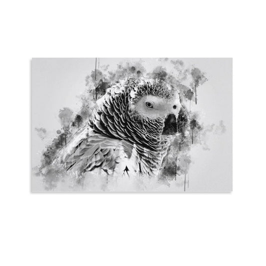 freebrand Black And White African Grey Parrot Animal Nursery Poster Poster Decoration Painting Living Room Mural Canvas Print Wall Art Decoration Picture 12x18inch(30x45cm)