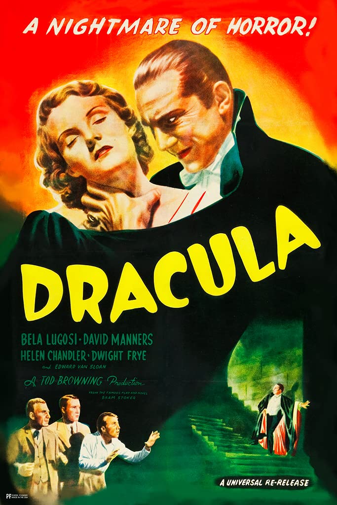 Dracula 1931 Bela Lugosi Nightmare Of Horror Retro Vintage Horror Movie Poster Horror Movie Merchandise Monster Memorabilia Spooky Scary Halloween Decorations Cool Wall Decor Art Print Poster 12x18