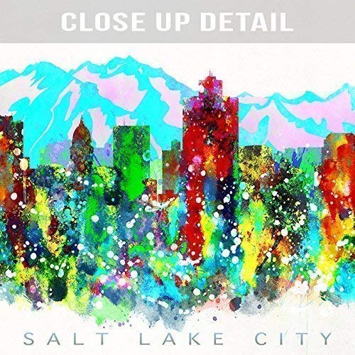 Salt Lake City Utah Watercolor Skyline Poster Cityscape Wall Art Print Home Decor Watercolour Artwork - Unframed