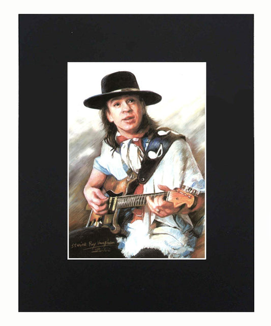 XQArtStudio Stevie Ray Vaughan playing guitar Portrait Art Print Picture Photograph Mini Poster Gift Wall Decor Display Size with Matted 8x10