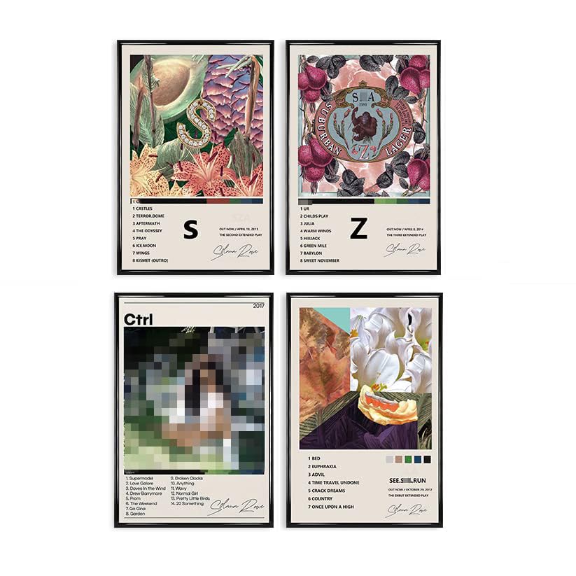 Syoolso Singer Postes 4 Pcs Album Cover Signed Limited Posters Room Aesthetic Print Rapper Music Poster Canvas Wall Art for Teen and Girls Dorm Decor 8x10 inch Unframed