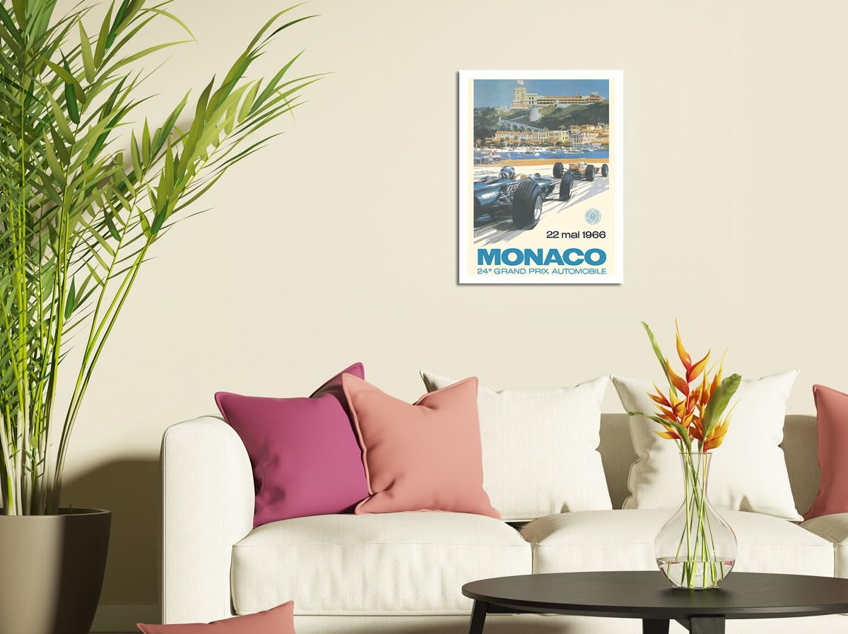 24th Monaco Car Racing Grand Prix - Circuit de Monaco Monte Carlo - Vintage Car Racing Poster by Michael Turner c.1966 - Fine Art Matte Paper Print (Unframed) 11x14in