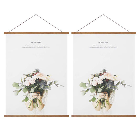 Miaowater 2 Pack Poster Frame,8x10 8x12 8x18 Magnetic Light Wood Wooden Frames Hanger for Photo Picture Art Canvas Print Artwork Wall Hanging Teak Wood 8''