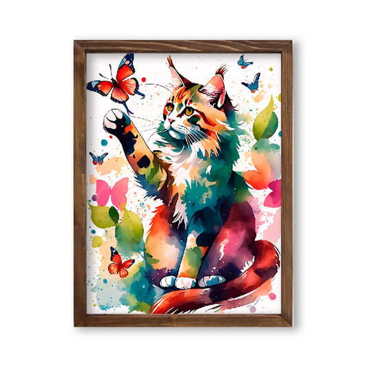 Cat And Butterfly Watercolor Poster Cat With Butterfly Art Prints Animal Wall Decor Nature Artworks Kitty Wall Art Room Decor Decor Great Gift for Cat Lover 8x10 inc. Unframed Print