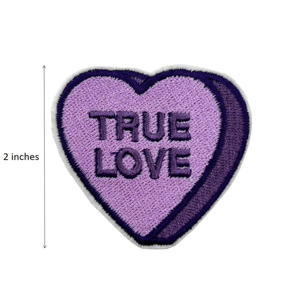 6 Pieces Pack Valentines Day Heart Patches, Self-adhesive Conversation Hearts Candy Embroidered Iron On Patches