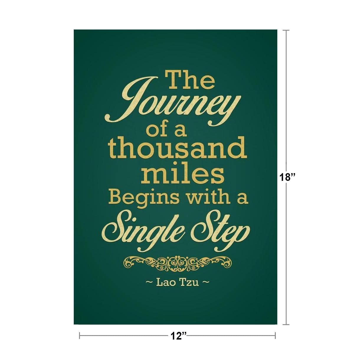 Lao Tzu The Journey Of A Thousand Miles Begins With A Single Step Motivational Green Cool Wall Decor Art Print Poster 12x18