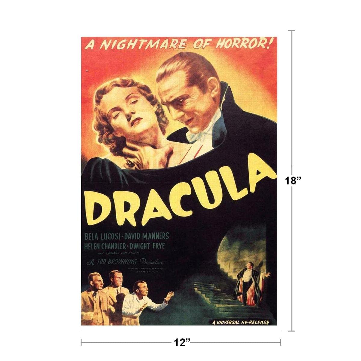 Dracula 1931 Bela Lugosi Nightmare Of Horror Retro Vintage Horror Movie Poster Horror Movie Merchandise Monster Memorabilia Spooky Scary Halloween Decorations Cool Wall Decor Art Print Poster 12x18