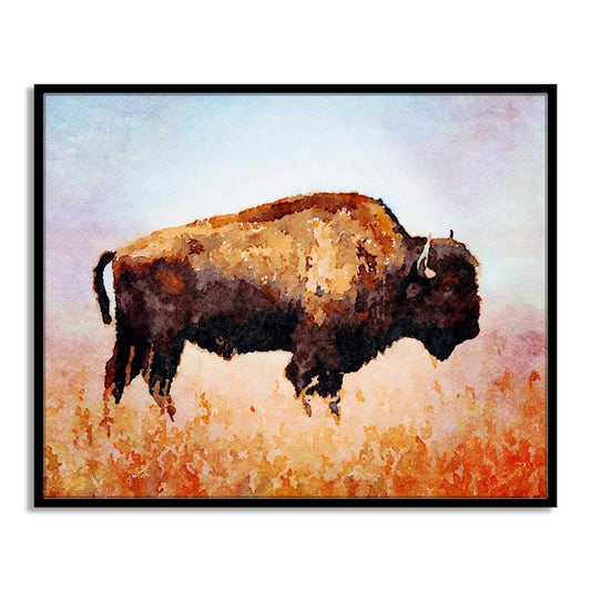 Bison Print, Wild Animal Prints, Buffalo Watercolor, Bison Poster, Wild Animal Art, Watercolor Buffalo, Bison Landscape Painting, UNFRAMED 8x10inch