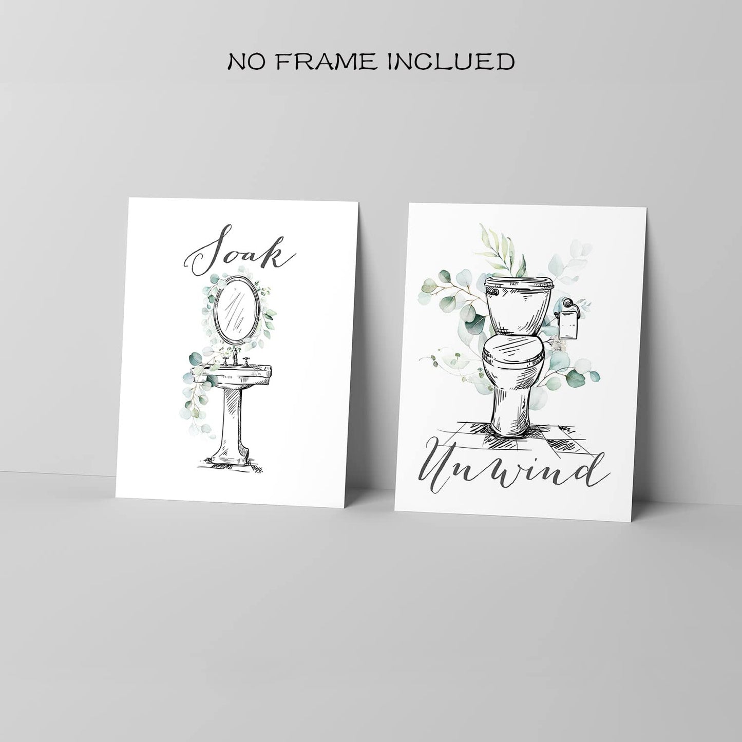 La Naranja Black and White Bathroom Wall Art Greenery Decor Minimalist Botanical Prints Modern Boho Eucalyptus Posters Relax Soak Unwind Breathe Sign, Set of 4 Pictures, 8''x10'', UNFRAMED