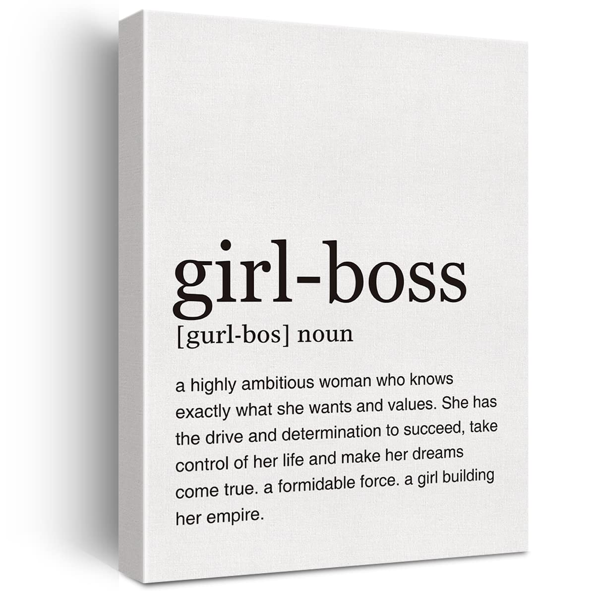 LEXSIVO Girl Boss Definition Print Canvas Wall Art Home Office Decor Modern Girl Boss Quote Painting 12x15 Canvas Poster Framed Ready to Hang Artwork